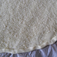 tarte rhubarbe, bords rempliés, couche de sucre